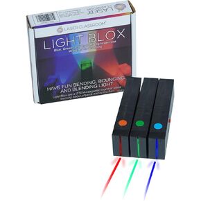 Light Blox - LED Color Mixing Teaching Kit للصفوف 2-8 (حزمة زرقاء باللونين الأحمر الأزرق) - يتحول إلى مربع شعاع - تجارب البصريات الانعكاس والانكسار للأطفال
