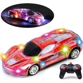 Haktoys Control Control Sports Car: Radio Control Racing Toy Motor مع LED Flighting Lights - هدية رائعة للأطفال والفتيان والبنات (الأزرق)
