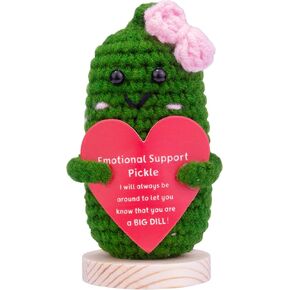 خيار دعم عاطفي مضحك مع بطاقة إيجابية ، ولعب دمية Cucumber Crochet Crochet Conble