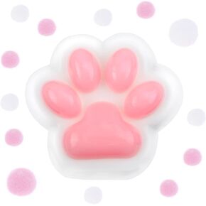 Taba Cat Paw Squeeze Toy ، jelly jelly kitty paw squishy with10 furry ball cute kawaii fufu patge toys delsession for Kids teenaage alwase party party (Pink)