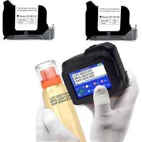 A Set PC98 Mini Inkjet Printer for Any Surface, with 2 Pcs Original Solvent Ink Cartridge (Black)
