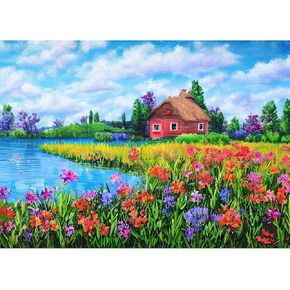 Jigsaw Puzzles for Adults 1000 Pieces, Interlock Perfectly Letter on Back No Dust, Home Decor Birthday Party Gift Toy for Men Women Elders Seniors, 1:1 Poster —Flower House