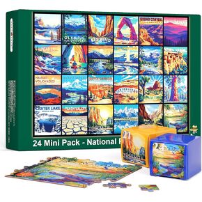 Rokt & Razo ، 24 Parks National Parks ، 1000 قطعة ، 24 Mini Pack Jigsaw Puzzle ، 27.5 × 19.7 بوصة ، حزمة التحدي اليومية مع ملصق مرجعي
