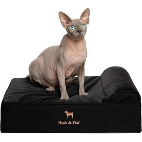 سرير الكلب الصغير Noah & Paw ، 20 × 15 × 8 بوصة ، وسرير قط للقطط الداخلية ، ورغوة ذاكرة قشر البيض العظمي المملوءة بهلام التبريد ، ومقاوم للماء ، وقابل للغسل في الآلة ، ويشمل الغطاء الداخلي (مجموعة الدنيم)