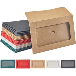 Craspire 120pcs 5 ألوان مظاريف بطاقة هدية نافذة 3.9 × 2.4 بوصة مستطيل ورقة مصغرة الأظافر