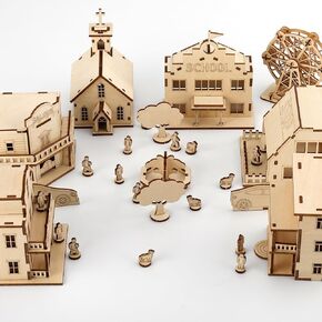 3D Puzzles for Adults,Retro Town Wooden Model Kits,Gift on Birthday Christmas 3D Puzzles Wooden