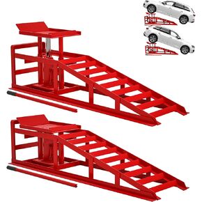 Hydraulic Car Ramps, 5T 10000lbs Low Profile Car Lift Service Ramps Truck Trailer Garage,Height Hydraulic Vehicle Ramps, Lift Height 11.61-16.21 inches, 4-Position Adjustment - 2 Pack