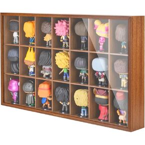Wooden Action Figure Display Case Fit for Funko Pop Figure - 4-Inch Vinyl Funko Pop Display with Stand Base,Collections Organizer for Decor, Stores up to 21PCS Figures
