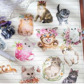 ملصقات Cat 180pcs - ملصقات مقاومة للماء للزجاجات