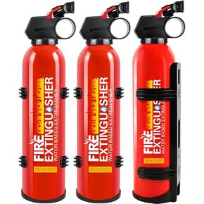 Fire Extinguisher for Home, 3Pack Car Fire Extinguisher with Mount, 4 in 1 Portable Kitchen Fire Extinguisher for A, B, C, K Category, 620ml Water-Based Fire Extinguisher for Truck Boat Home Office