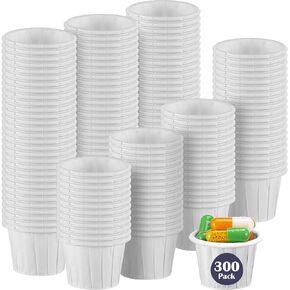 Maxcheck 300 Pcs Paper Medicine Cups 0.5 oz Disposable Paper Cups Condiment Cups Small Paper Cups Souffle Cups Portion Cup for Medicine Pills Samples, Medication Distribution, Food, Dessert Serving