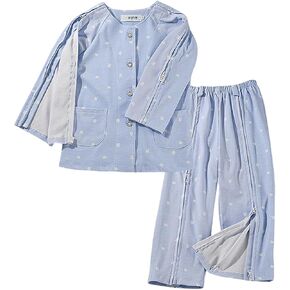 Childrens Bedridden Patient Clothing,Disability Clothing with Full Opening on Both Sides,Care Clothes,Post-Fracture Nursing Aid,Patient Gowns Suitable for Boys and Girls(Blue,140)