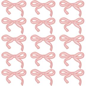 MECCANIXITY 15Pcs Bow Iron on Patches Cute Bow Embroidered Patches Applique Sew on Patches for DIY Crafts Clothing Repairing Bag Hat Decoration,Blue,3x2 Inch