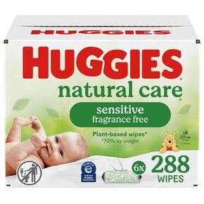 Sensitive Baby Wipes, Huggies Natural Care Baby Diaper Wipes, Unscented, Hypoallergenic, 99% Purified Water, 24 Soft Pack (1344 Wipes Total)