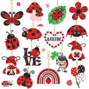Karenhi 15 PCS Diamond Artchain 5d Diamond Painting Chains Butterfly Ladybird Flower