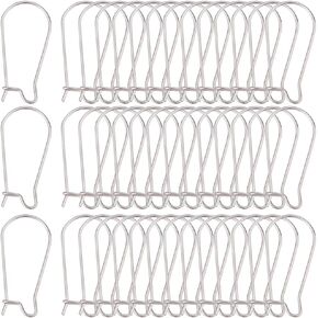 1 Box 120Pcs Kidney Wire Earring Hooks Silver Ear Wires Stainless Steel Drop Long U Shaped Hoop Earwires Teardrop Dangle Earring Findings for Jewelry Making Supplies DIY Craft Women Beginner