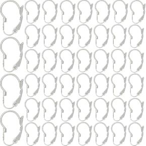 1 Box 240Pcs Stainless Steel Earring Hooks Silver Earring Findings Bulk Leverback French Wire Huggie Lever Back Small Clasp Earring Hooks for Jewelry Making Supplies DIY Crafts 16.7x10.5mm