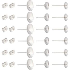 UniCraftale 150pcs 3 أحجام من الفولاذ المقاوم للصدأ ، قرط القرط المسطح مستديرة المسعيدات بوشك