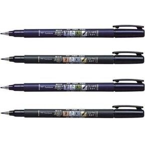2Pacs X Tombow Fudenosuke Brush Pen / Soft Type & Hard Type (Each 2 Pens) / Total 4 Pens Set