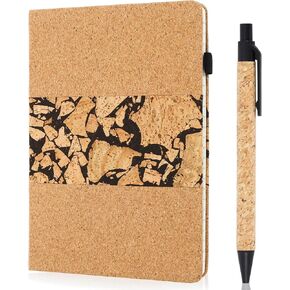 Wanyee Coffee Grounds A5 محكم المحمول 5.7in × 8.35in ، كورك Softcover Leater Leather Journal مع صندوق هدايا ، 90 ورقة/ 180 صفحة