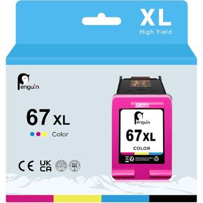 Penguin 67XL Color Ink Cartridge Presentive for HP 67 for Deskjet 2800e 2722e 2723e 2855e 2842e 2852e 4155 4255e envy 6458 6455e 6452e 6058 6065e 6055 6052 printers HP67