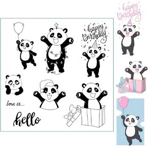 Arbuya Panda Animal Clear Stamps لصنع بطاقات عيد ميلاد وصنع اليومية ، دب طوابع السيليكون لطيف طوابع مطاطية الحيوانات لصياغة سكرابوكينغ