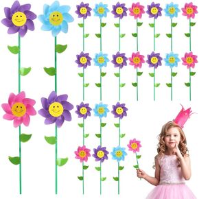 Deekin 99 PCS pinwheels for Kids Smiling Flower Pinwheels Bulk Bright Colors Mindmills Spring Wind Spinners Menterces for School Home Home Spring Summer Garden Yard