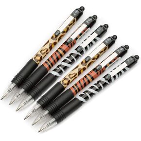 Zebra Z -Grip غير تقليدي - نمط حيوان قابل للسحب قلم حبر الأسود القابل للسحب - حزمة 6 حزمة
