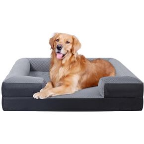 Durable Dog Bed Waterproof and Scratch Resistant, Velvet & Oxford Rugged Dog Sofa,High Density Supportive Foam,Full Removable Machine Washable Cover (43"x32"x6.5")