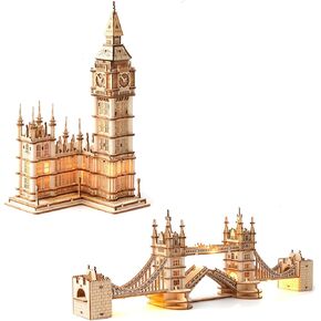 Robotime 3D Puzzle للبالغين مجموعات حرفية خشبية للمراهقين DIY طراز البناء مع LED LID