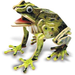 Phozzed 3D Puzzle Frog Wood Wood Craft Kit Fun فريدة من نوعها وتعليمية DIY Wooden Animal Toy Model Model Pre-Planting Hobby Puzzle لبناء وتزيين 37 قطعة حزمة