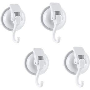 Suction Cup Hooks for Shower, Heavy Duty Vacuum Shower Hooks for Inside Shower, Gun Silver-Plated Plished Super Suction for Kitchen Bathroom Restroom, 4 Pack