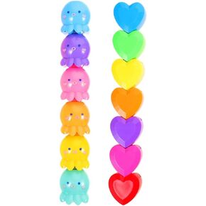 Magiclulu كتب لطيف Mini S 2pcs Colorful Octopus Heart على شكل قلب متكيد قابلة للتكدي