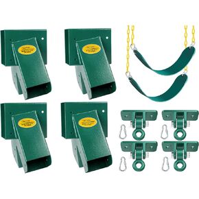 تقوم Betooll Swing Swing بتعيين قوسين مع جميع الأجهزة الثقيلة المتزايدة - مجموعة مجموعة الأرجوحة للشرفة ، الفناء ، الملعب - الأخضر