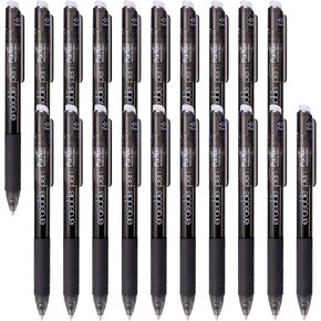 ParKoo 20 Black Retractable Erasable Gel Pens Twist-Write, Fine Point 0.7 mm, Make Mistakes Disappear, Erasable Pens for Drawing Writing Planners and School Supplies