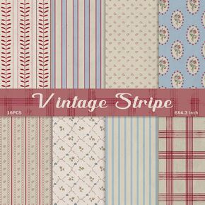 PRSTINCOL SCRAPBOOK PAPER ، 16 ورقة 4.1 × 5.8 بوصة لوازم سجلات قصاصات Stripe Stripe ، ورقة Decoupage أحادية الجوانب للحرف اليدوية DIY ، صنع البطاقات ، مجلة الفن