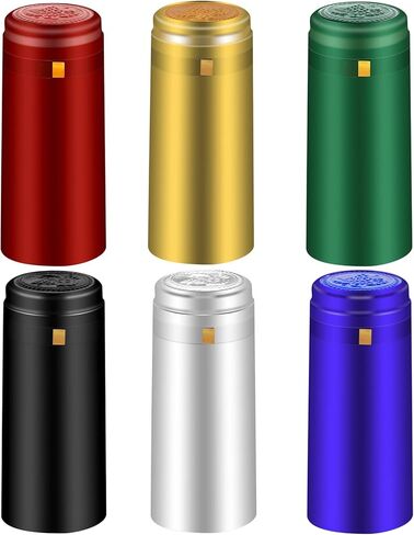 PVC heat shrink capsules 120 count matte black wine shrink wrap sleeves caps clear wine bottle corks capsules for professional, wine making cellars and home use - All Black in Saudi Arabia