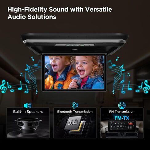 XTRONS 17.3 Inch Motorized Car Overhead Player, 8K FHD IPS Screen Android Car Roof Mount Monitor Built-in Stereo Speakers, Auto Flip Down Car Monitor Support HDMI USB Input in Saudi Arabia