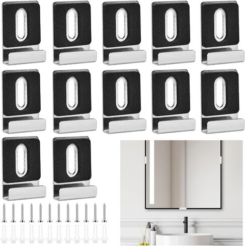 8Pcs Mirror Holder Clips Stainless Steel Wide Channel Mirror Hangers Heavy Duty Mirror Hanging Kit Mirror Mounting Clips with Non-Slip Pad for Mirror Billboard Frames, Fit 1/4" (Silver 8Pcs) in Saudi Arabia