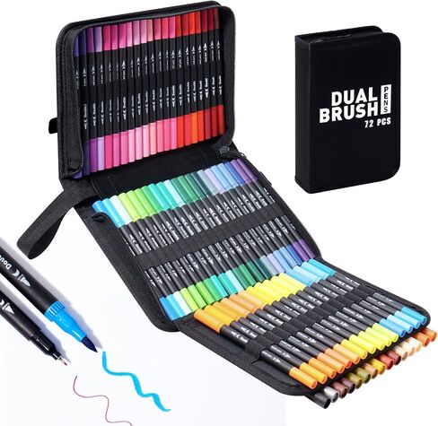 Watercolor Markers - 100 Colors Dual Tip Coloring Paint Markers for Artists Adult - Ultra Fine & Brush Tip, Permanent for Office Journals in Saudi Arabia