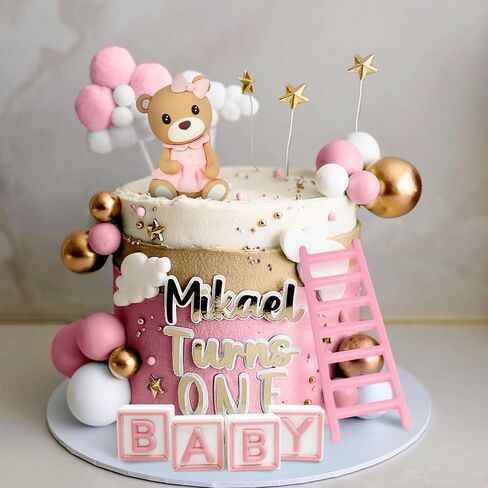 JeVenis Pink Bear Cake Decoration Baby Bear Baby Shower Cake Topper Bears Train Cake Decoration Baby Shower Birthday Cake Decoration in Saudi Arabia