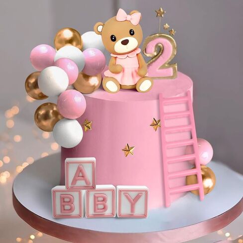 JeVenis Pink Bear Cake Decoration Baby Bear Baby Shower Cake Topper Bears Train Cake Decoration Baby Shower Birthday Cake Decoration in Saudi Arabia