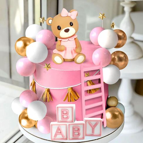 JeVenis Pink Bear Cake Decoration Baby Bear Baby Shower Cake Topper Bears Train Cake Decoration Baby Shower Birthday Cake Decoration in Saudi Arabia