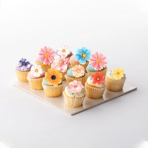 Rsstarxi 60 Pack Flowers Edible Cupcake Toppers Rice Paper Daisy Sunflower Cherry Blossom Cupcake Picks Decoration for Spring Summer Baby Shower Wedding Birthday Party Cake Decorations in Saudi Arabia