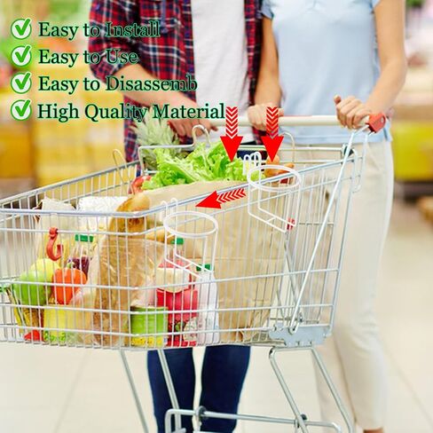 2 Pcs Shopping Cart Cup Holder, Updated Portable Cup Holder with Bottom Bar Stainless Steel Cup Holder Reusable Shopping Carts Drink Holder for Hanging Coffee Cup Tapered Cup Baby Bottle (White) in Kuwait