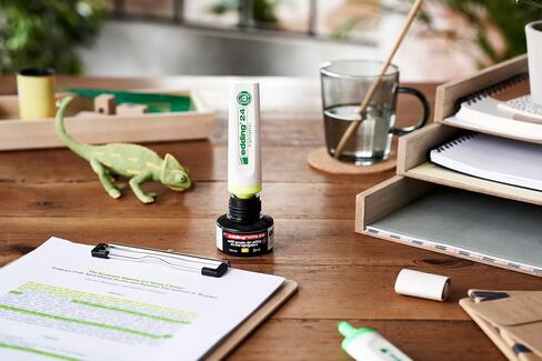 edding 24 EcoLine highlighter - set of 4 - yellow, orange, pink, green - chisel nip 2-5 mm - for quick and easy marking and highlighting of texts and notes - refillable, made of recyclable material in Saudi Arabia