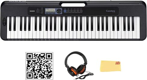 Casio CT-S300 Keyboard Bundle with Adjustable Stand, Bench, Headphones, Sustain Pedal, Piano Book, Instructional DVD, and Austin Bazaar Polishing Cloth in Saudi Arabia