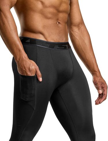 TSLA Men's Compression Pants, Cool Dry Athletic Workout Running Leggings Tights with Pockets in Kuwait