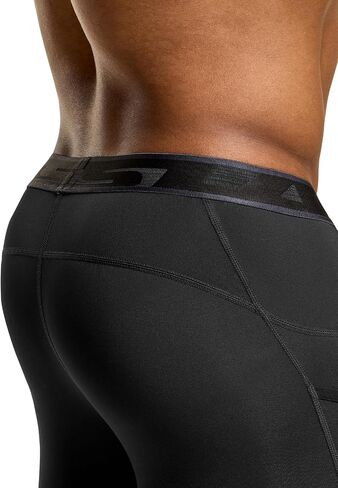 TSLA Men's Compression Pants, Cool Dry Athletic Workout Running Leggings Tights with Pockets in Kuwait