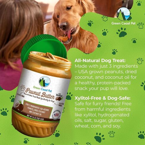 Green Coast Pet Pawnut Butter with Honey | Xylitol-Free | Made in USA | 16 oz Jar in Kuwait